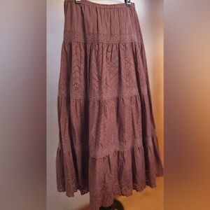 Coldwater Creek Brown Eyelet Skirt Sz 1X